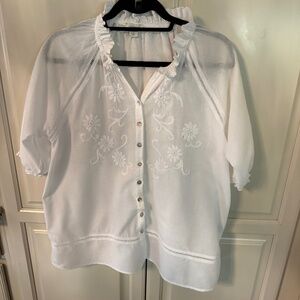 White 100% cotton short sleeve button down from Sundance